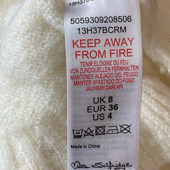 NWT Miss Selfridge prairie sweater cream Sz 4/XS - Picture 9 of 9